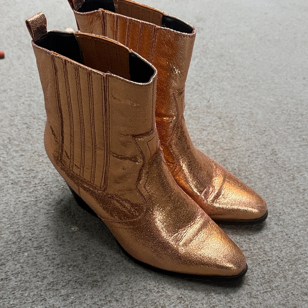 Metallic Gold Ankle Boots